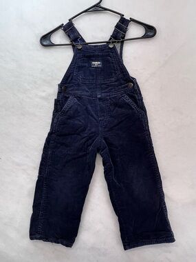 Osk Kosh B’Gosh Blue Corduroy plaid lined overalls-2T